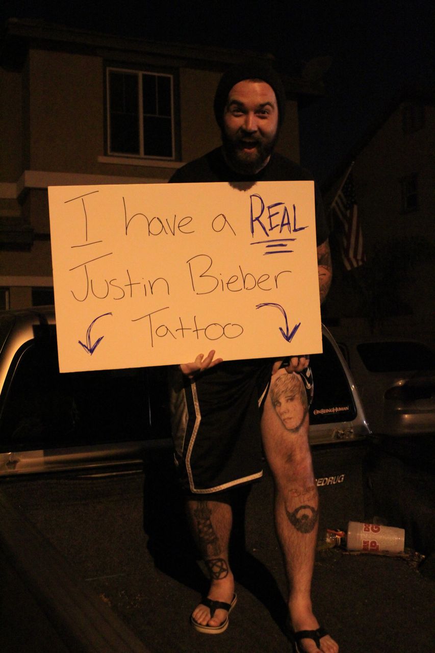 Guy with Justin Bieber Tattoo
