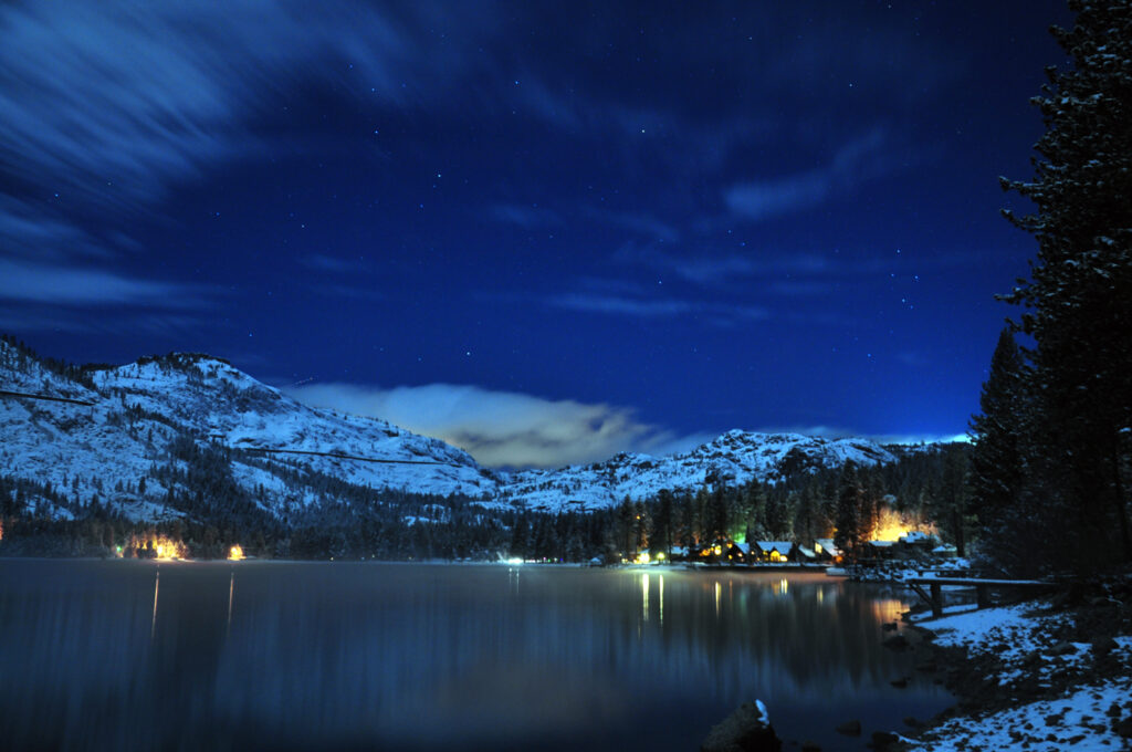 Lake tahoe city at night