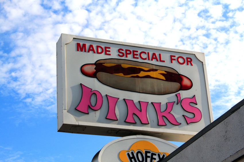 Pinks Hot Dog Sign