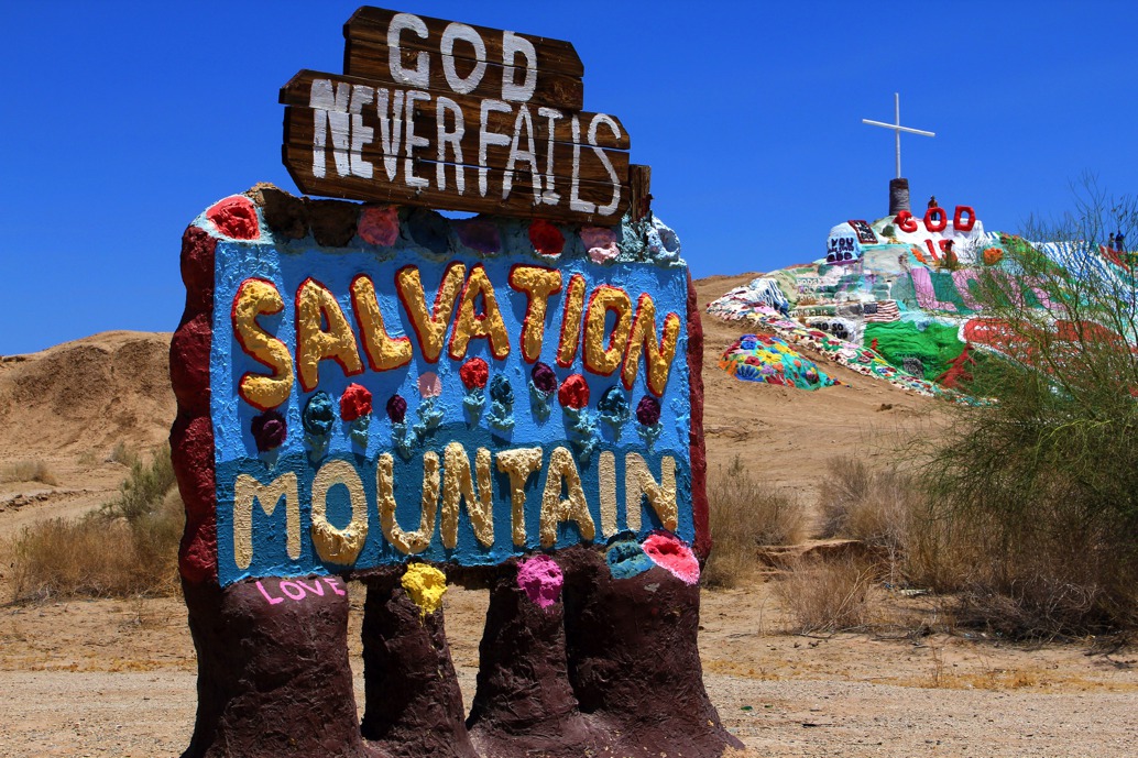 Salvation mountain and sign