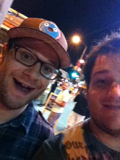 Seth Rogan and me at food trucks in LA
