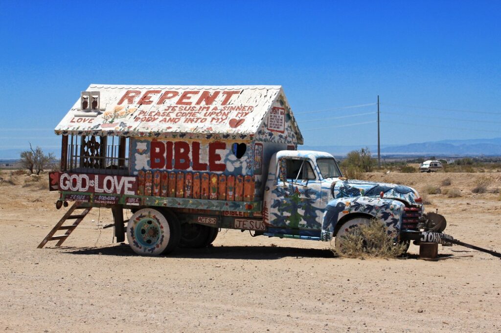 Truck at salvation mountain