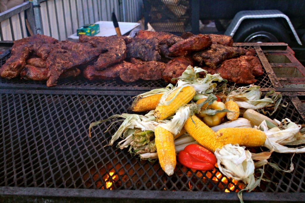 turkey legs and roasted corn