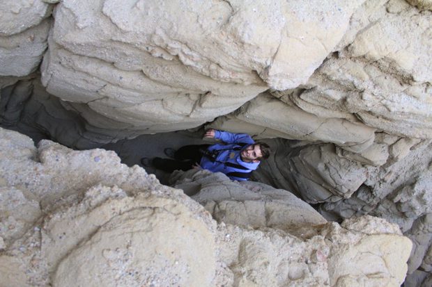 Walking through the slot canyon