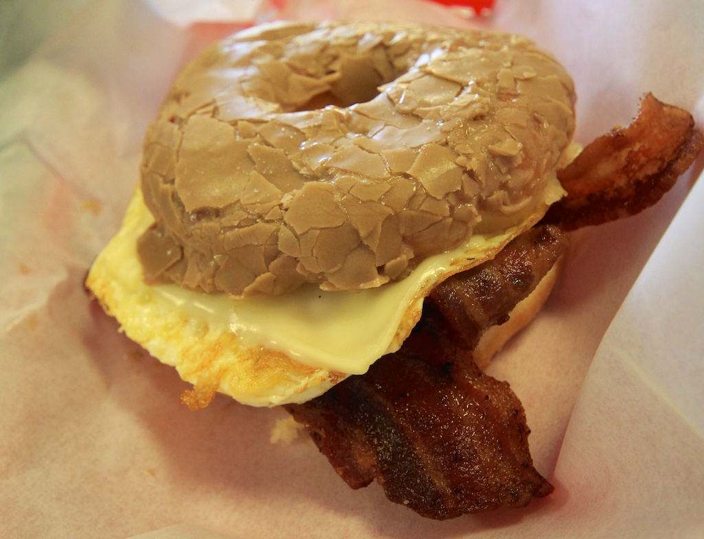 Surfin Donuts in Mission Viejo: Maple Bar Breakfast Sandwich