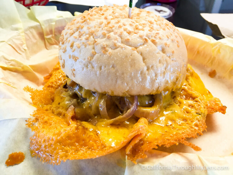 Squeeze Burger (The Squeeze Inn) in Sacramento: A Hamburger with a Cheese Skirt