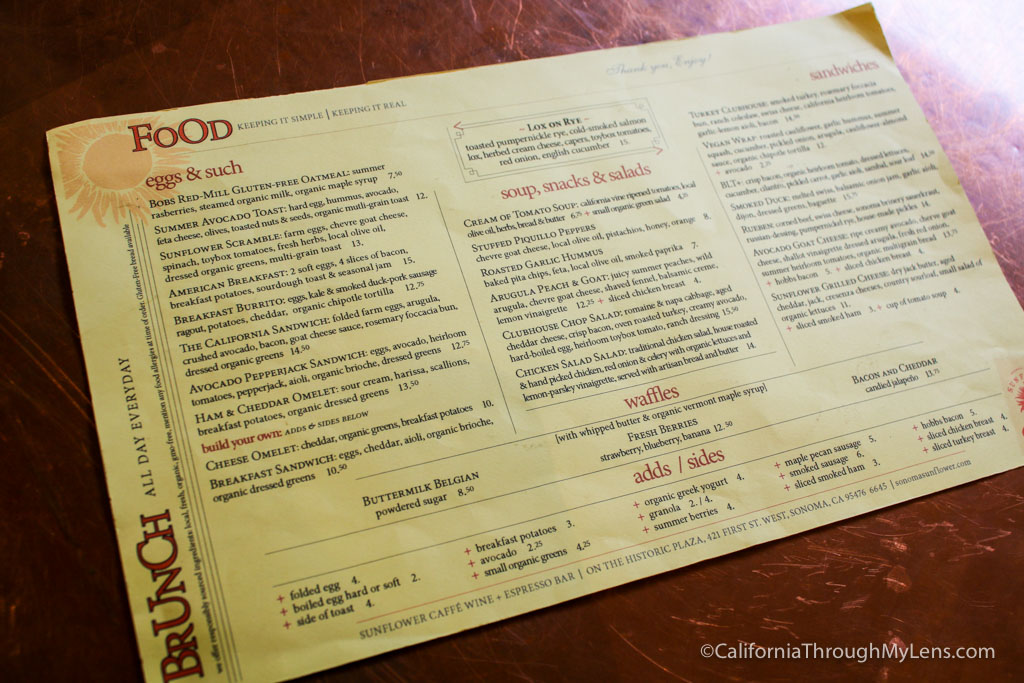 Sunflower Cafe Great Breakfast in Sonoma Plaza California Through My