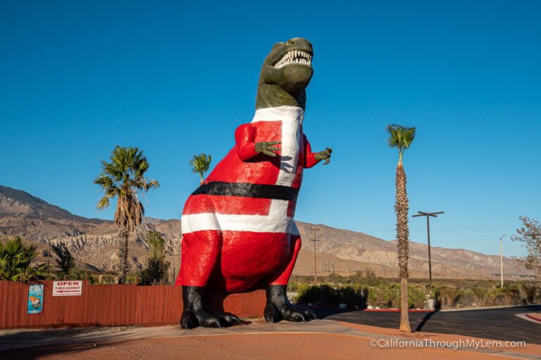 A Cabazon Dinosaurs Christmas in Lights: Santa T-Rex, Christmas Lights & More